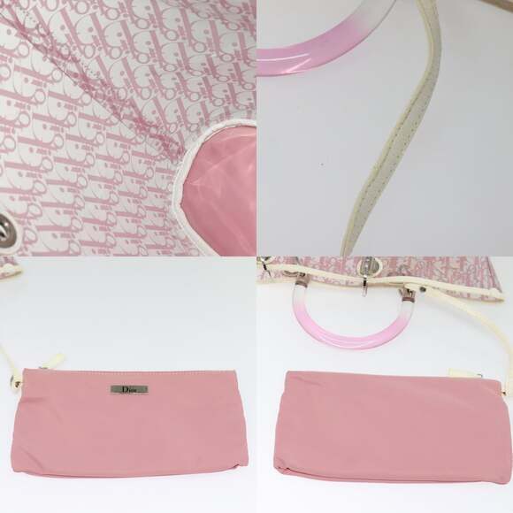 DIOR Trotter Canvas Hand Bag Vinyl Clear Silver - Picture 12 of 14